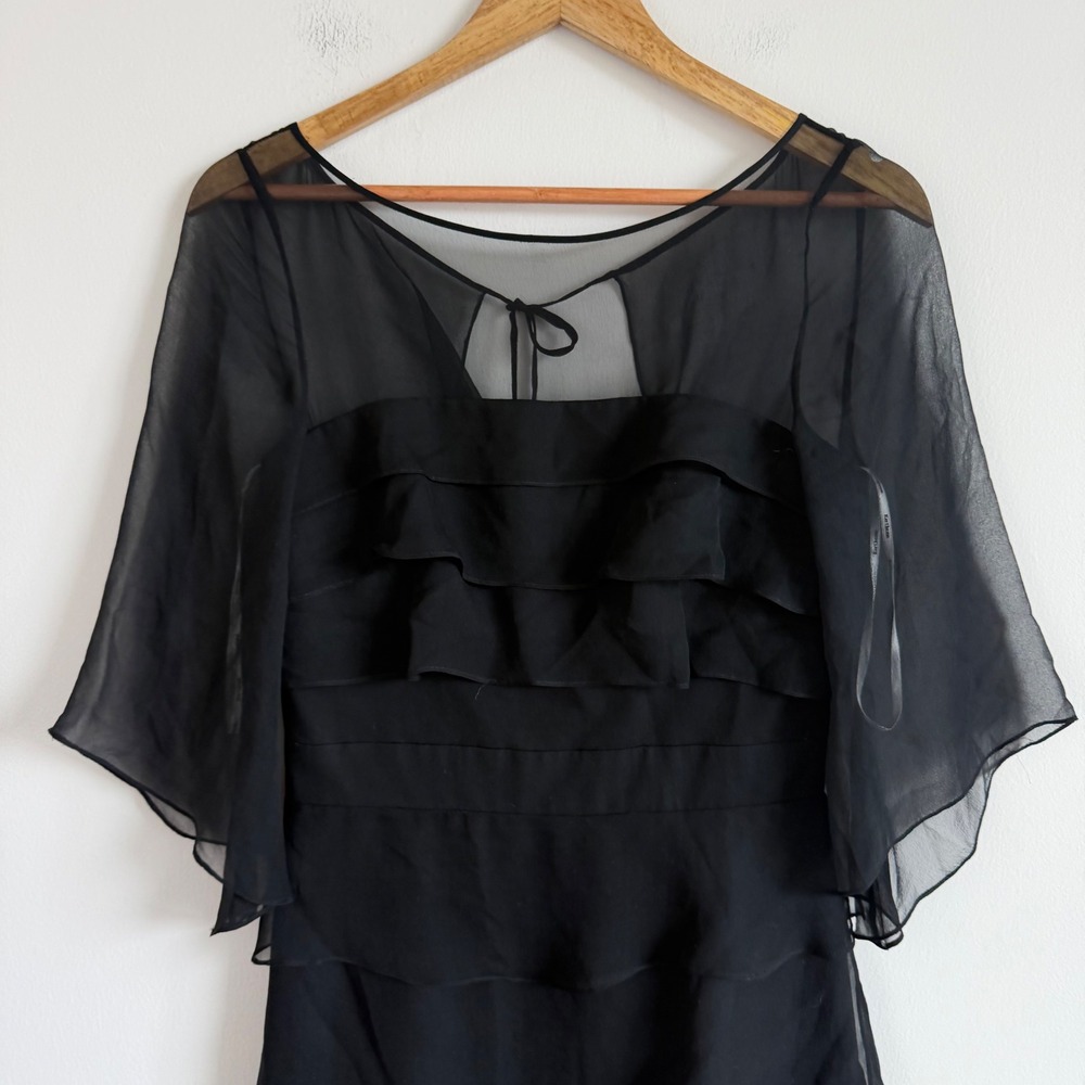 Vintage 100% Silk Black Layered Dress Size 2
